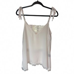 Elegant White Lace Trim Camisole Top